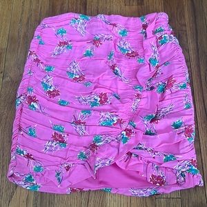 Pink floral mini skirt